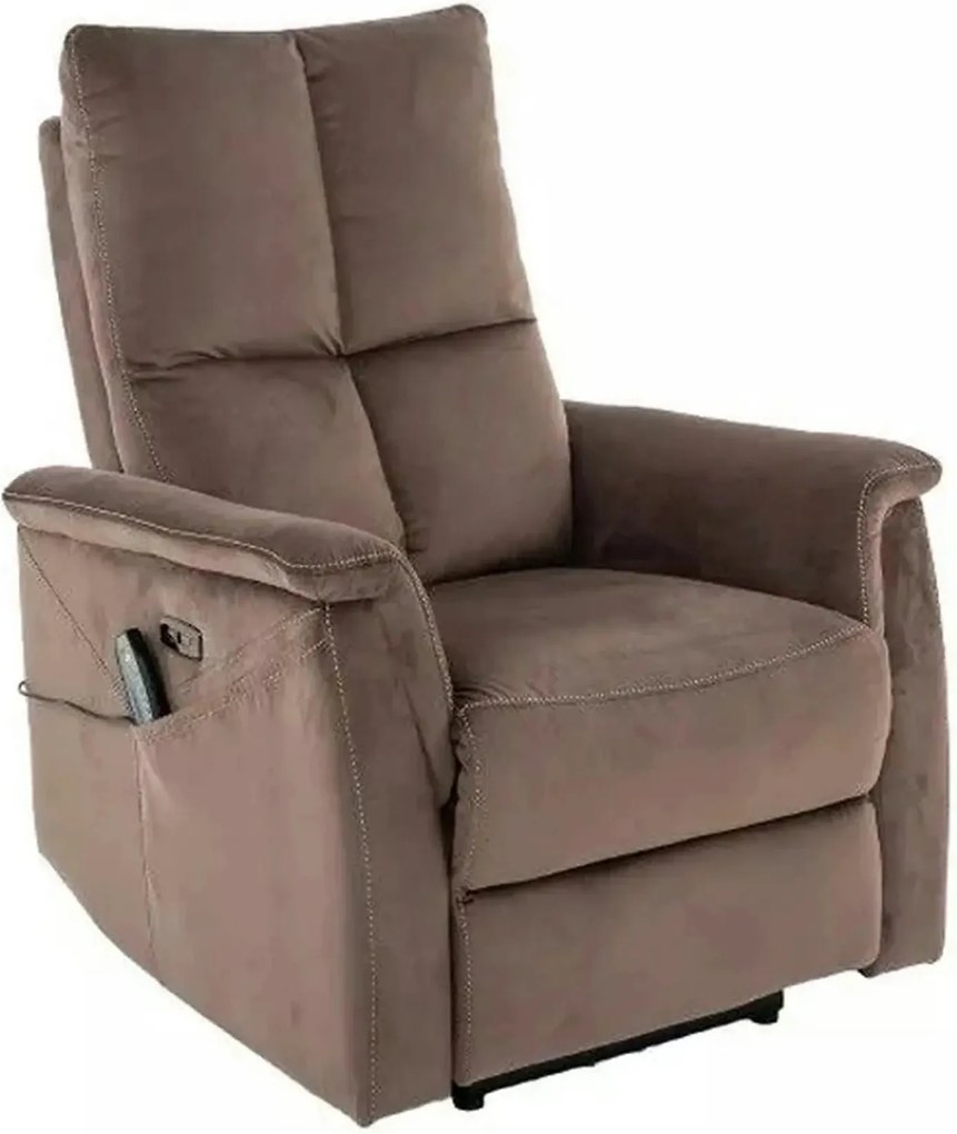 Fotoliu recliner NEPTUN M, cappuccino, stofa catifelata/metal, functie