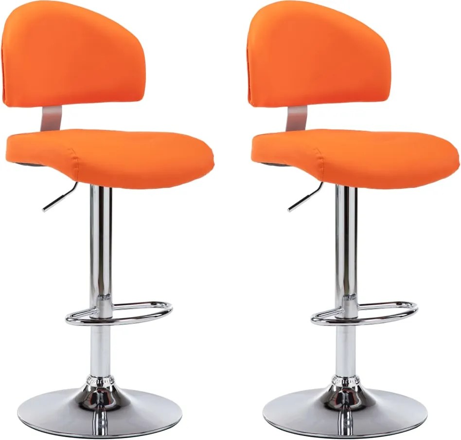 vidaXL Scaune de bar, 2 buc., portocaliu, piele ecologică