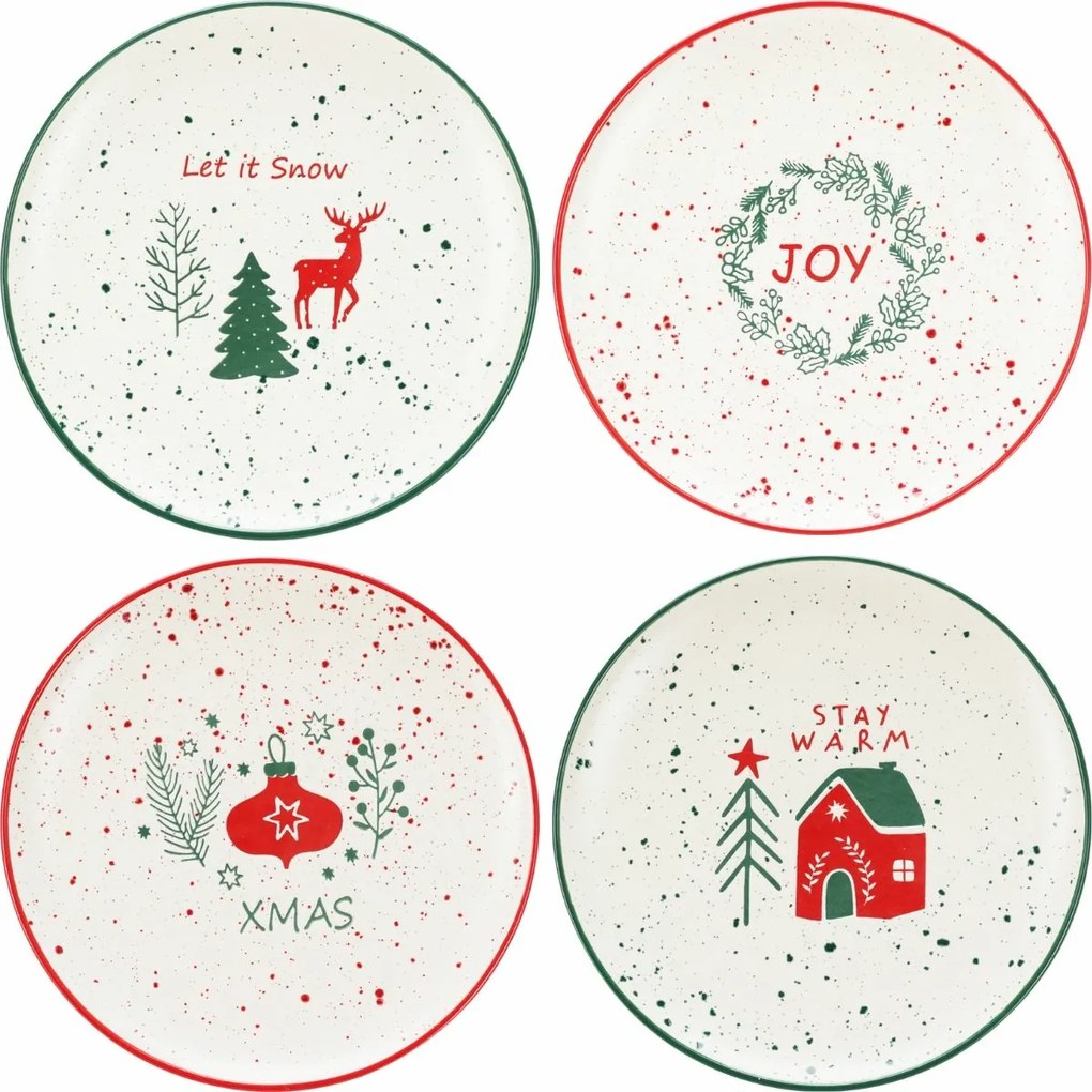 Set de 4 farfurii de desert din ceramică Let It Snow 20 cm