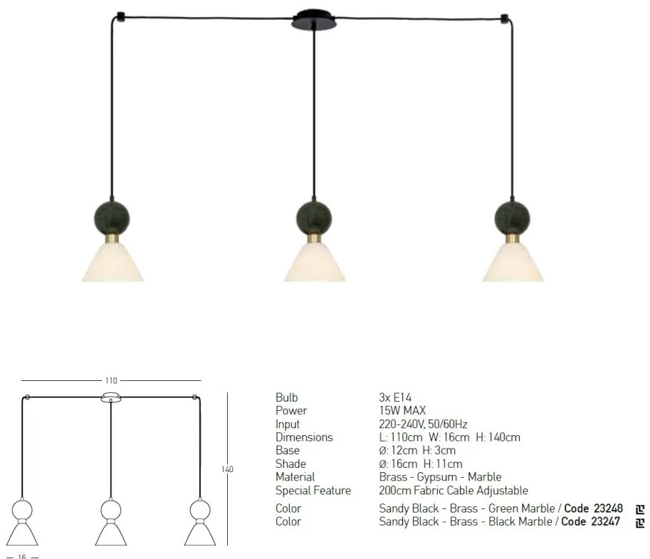 Lustra cu 3 Pendule design decorativ modern Ember I
