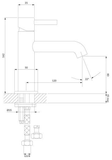 Baterie de lavoar OMNIRES Y1210NGL Y 16,2 cm auriu lucios