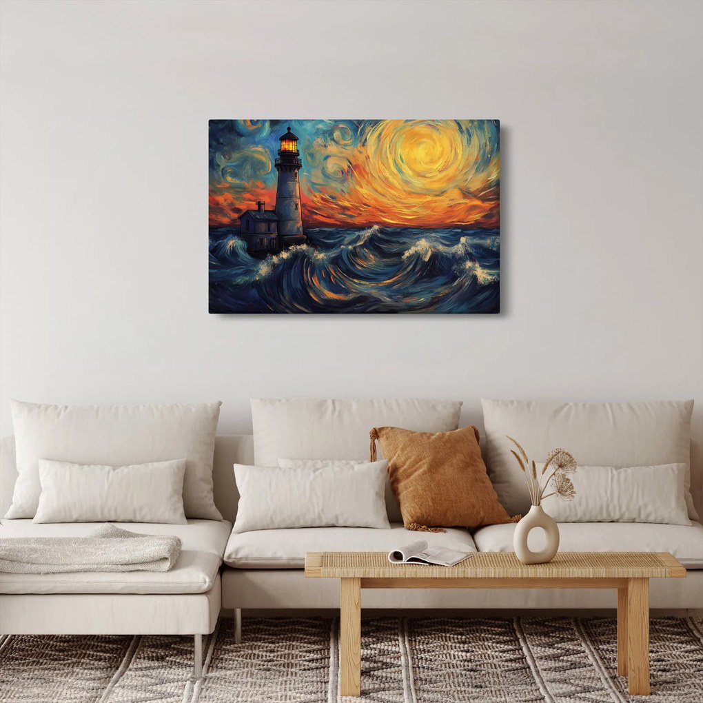 Tablou - Far în valuri (90x60 cm)
