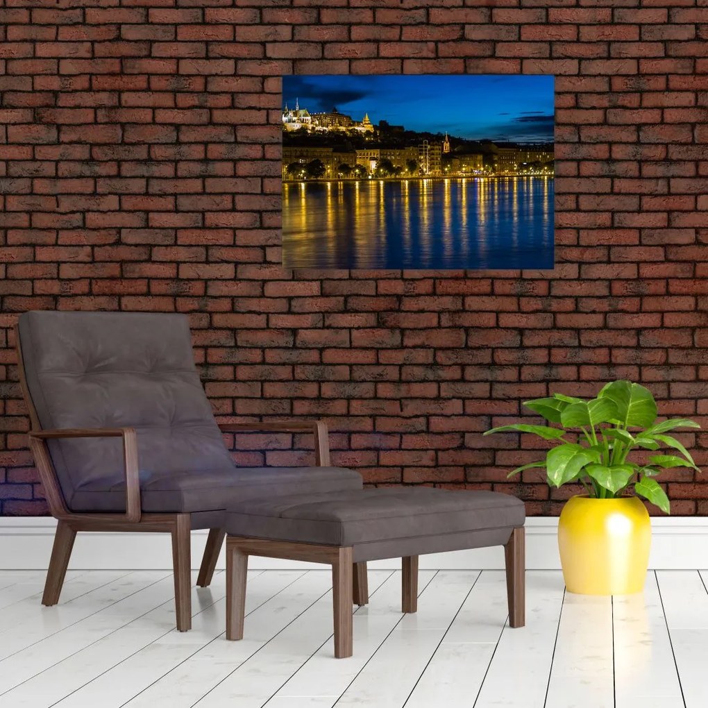Tablou pe sticlă orașului nocturn (70x50 cm)