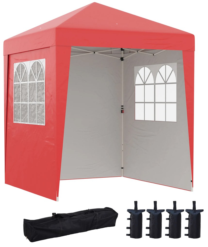Outsunny Tonnelle barnum de grădină pop-up pliabil reglabil în înălțime protecție UV 30+ 3 părți laterale rouge | Aosom Romania