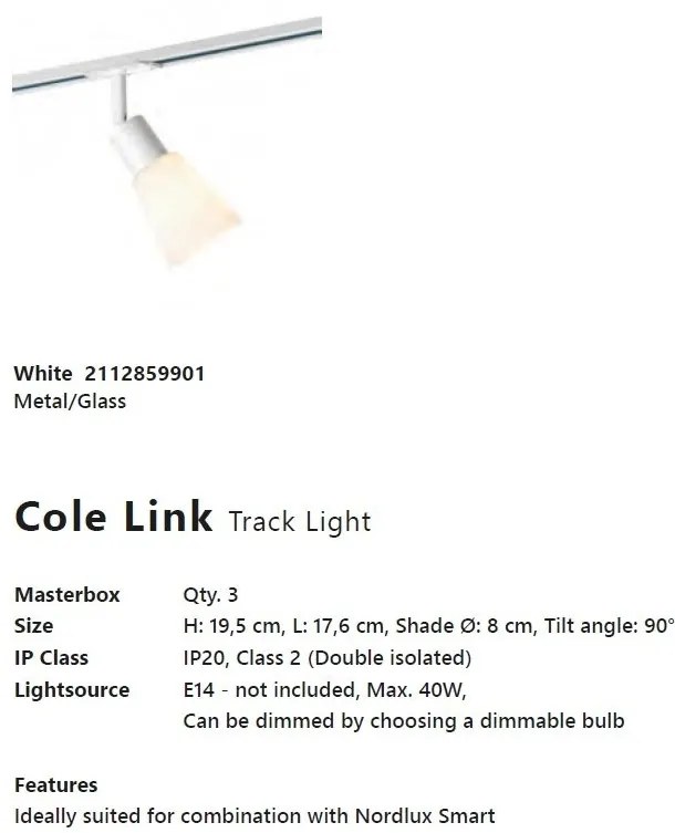 Accesoriu, Spot directionabil Cole pentru sina Nordlux Link