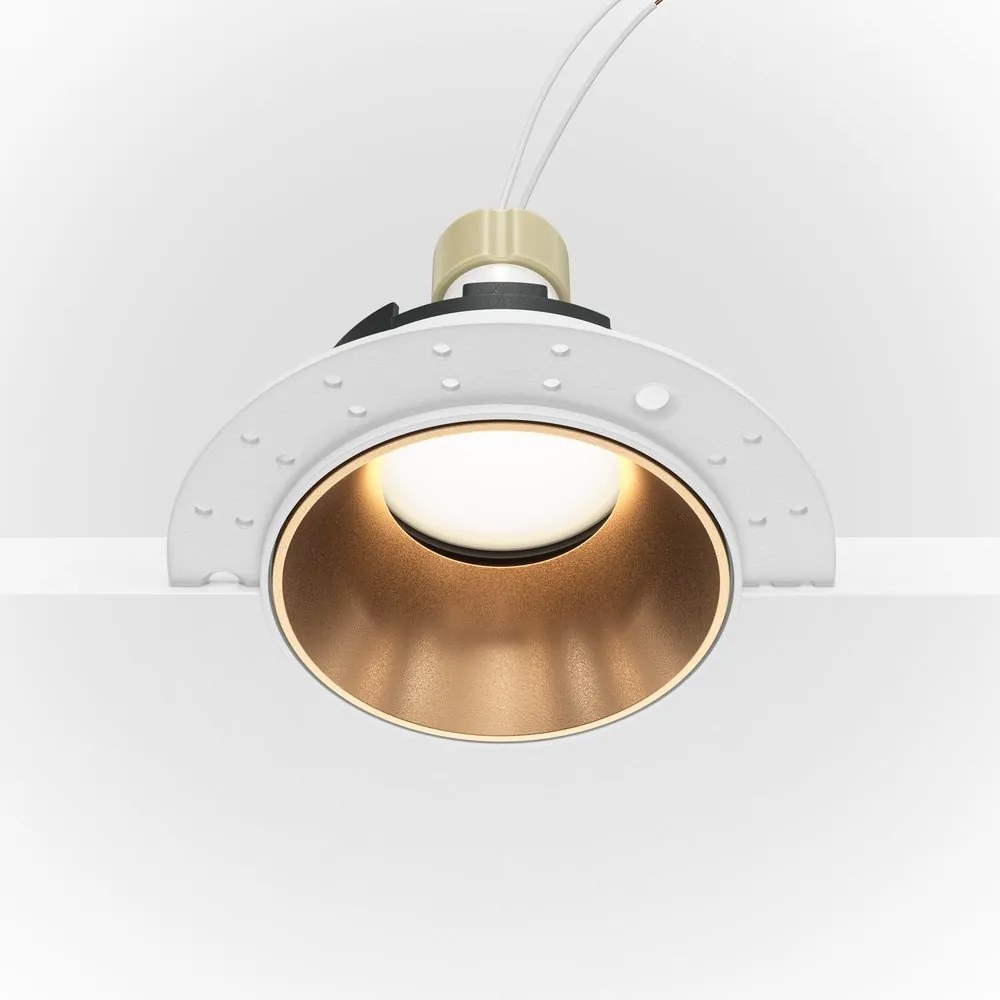 Spot incastrabil design tehnic Share alb, auriu mat 10,2cm