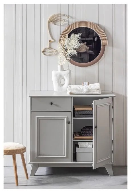 Comodă pentru copii gri deschis joasă din lemn de pin 98x93 cm Lily – WOOOD