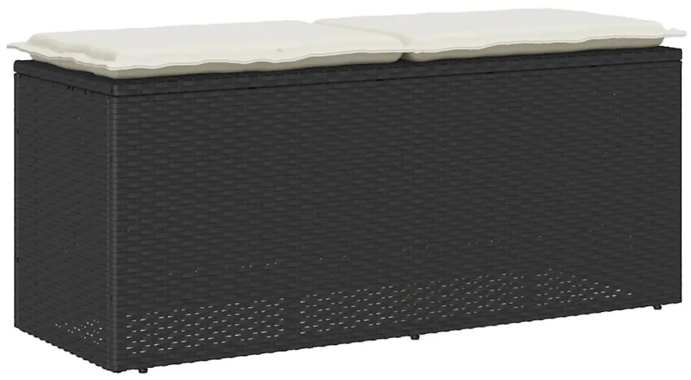 vidaXL Bancă de grădină cu pernă, negru, 110x50x58 cm, poliratan