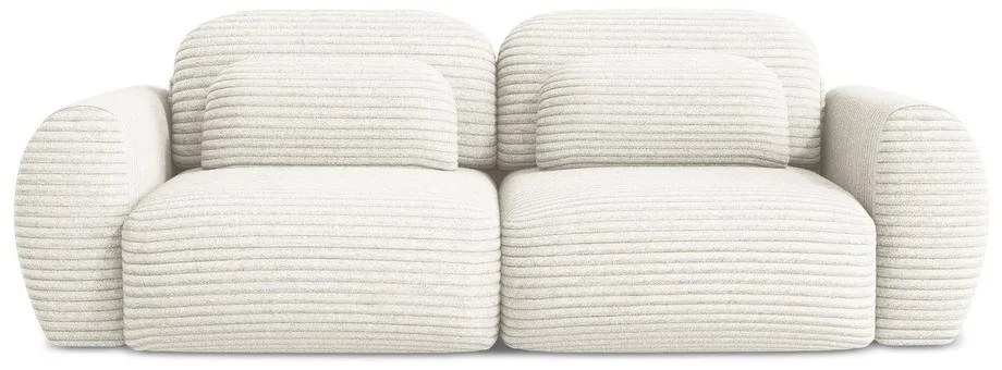 Canapea bej extensibilă/cu spațiu de depozitare cu tapițerie din catifea reiată 266 cm Kini – Makamii