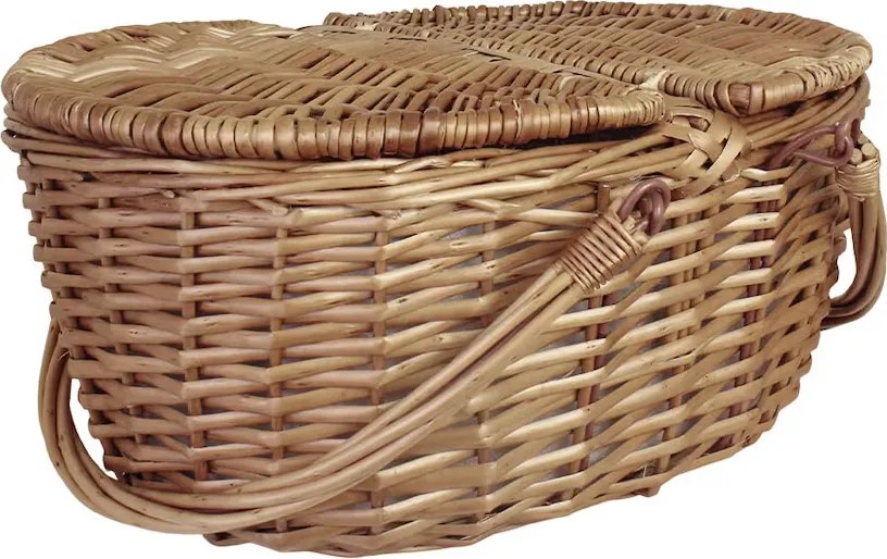 Geantă frigorifică din răchită împletită cu căptușeală în carouri albastre, B 28 x H 17 x L 39 cm, „Willow Cooler Bag Ina Blue"