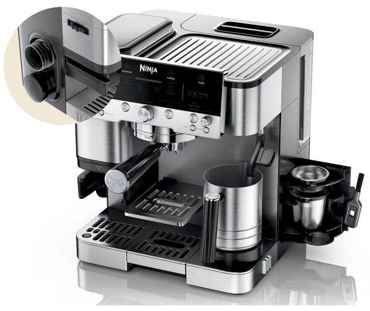 Espressor automat 3in1 Ninja Luxe Café Premier ES601EU, 1650W, 15 bar, 2 litri, Barista Assist, 4 moduri, 3 setari de temperatura, Inox/Negru