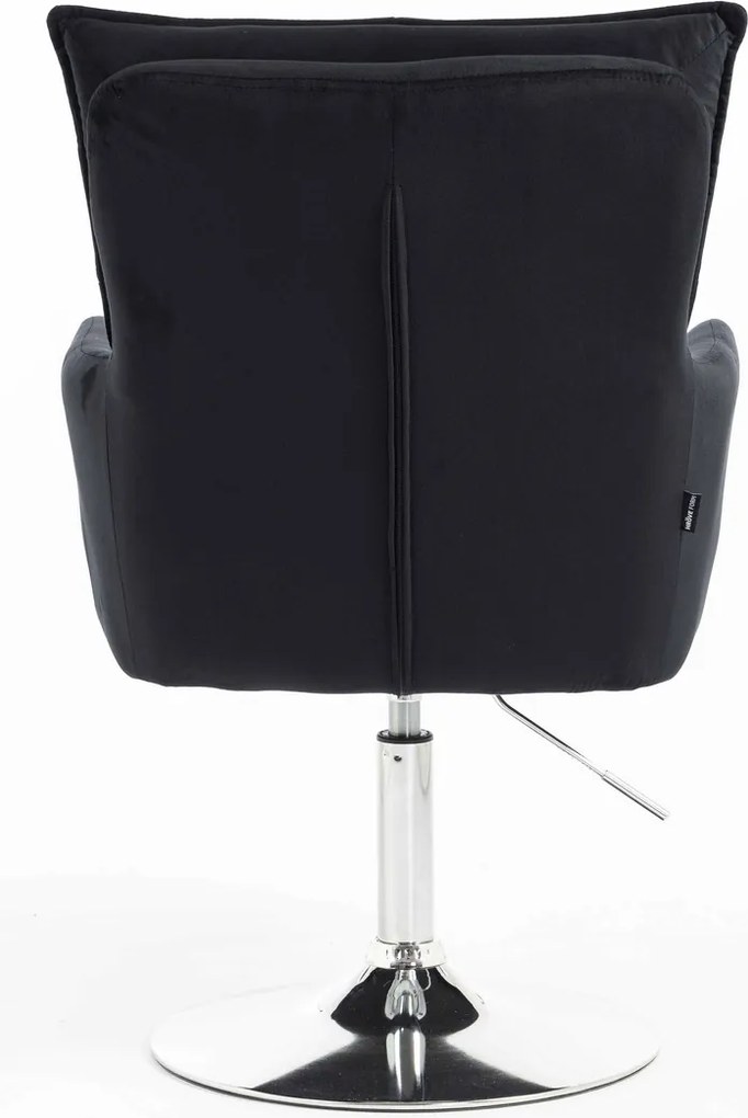 HR250N Scaun Catifea Neagră Bază Cromata