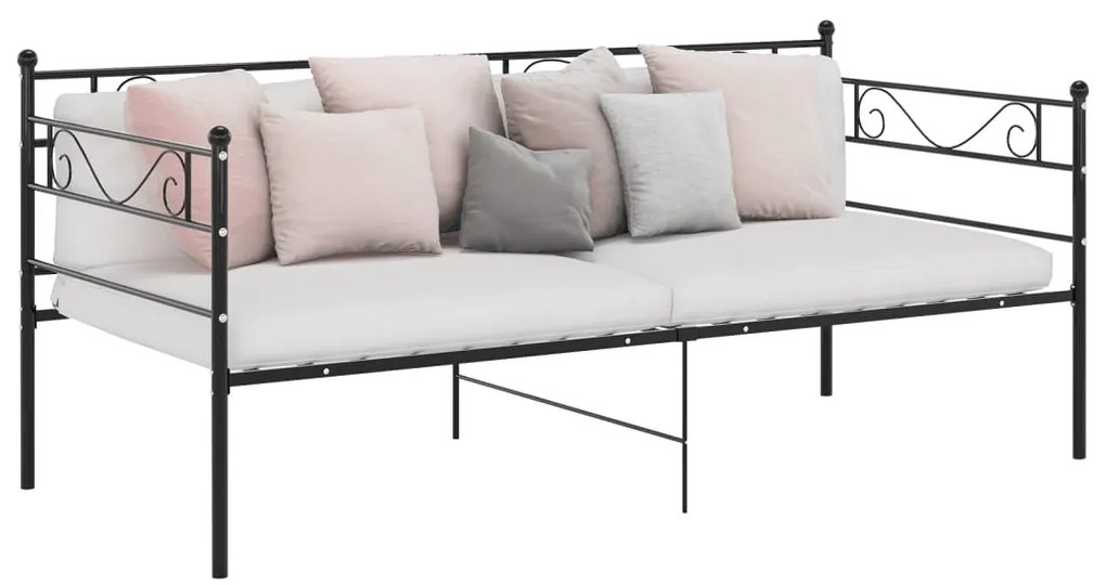 vidaXL Cadru de pat canapea, negru, 90x200 cm, metal