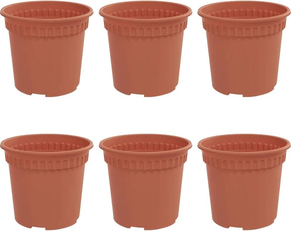 vidaXL Ghiveci rotund pentru flori 6 pcs Roșu cărămidă Ø 15 x 12 cm