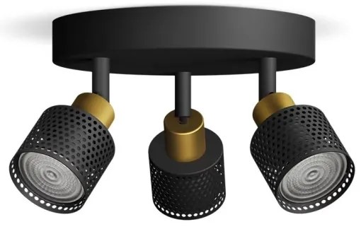 Spot Philips NIALL 3xGU10/5W/230V negru/alamă