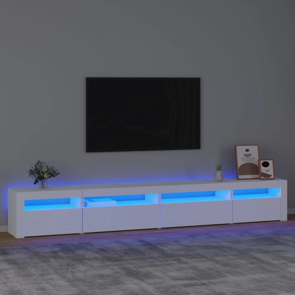 3152746 vidaXL Comodă TV cu lumini LED, alb, 270x35x40 cm