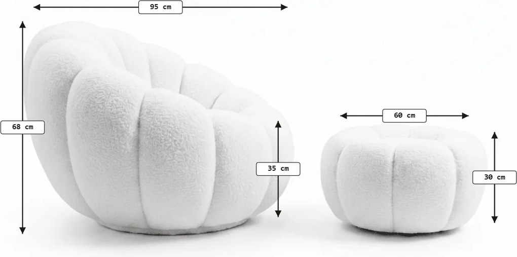 Fotoliu pivotant de design BLOOM cu taburet, gri