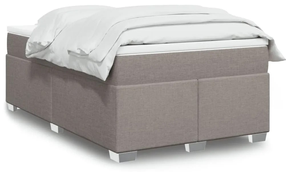 vidaXL Pat box spring cu saltea, gri taupe, 120x200 cm, textil