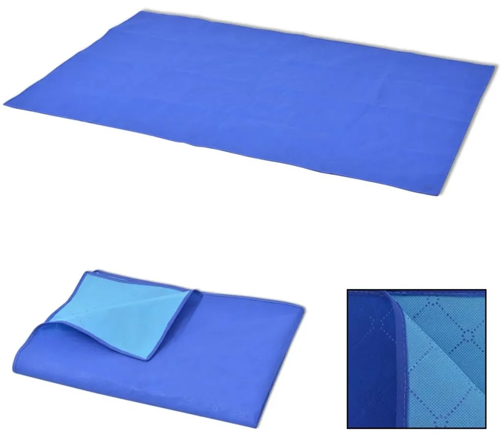 vidaXL Pătură pentru picnic, albastru și bleu, 100 x 150 cm