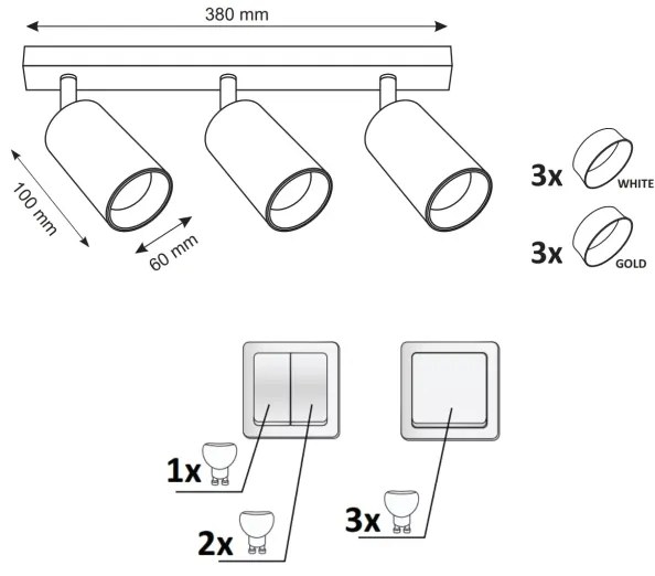 Spot MARIBEL 3xGU10/10W/230V alb