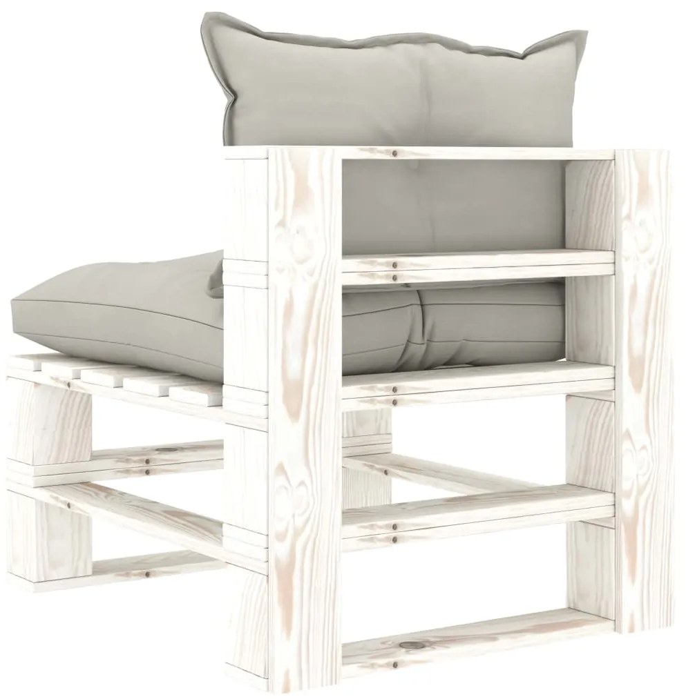 Set mobilier gradina din paleti, 7 piese, perne gri taupe, lemn taupe and white, 1