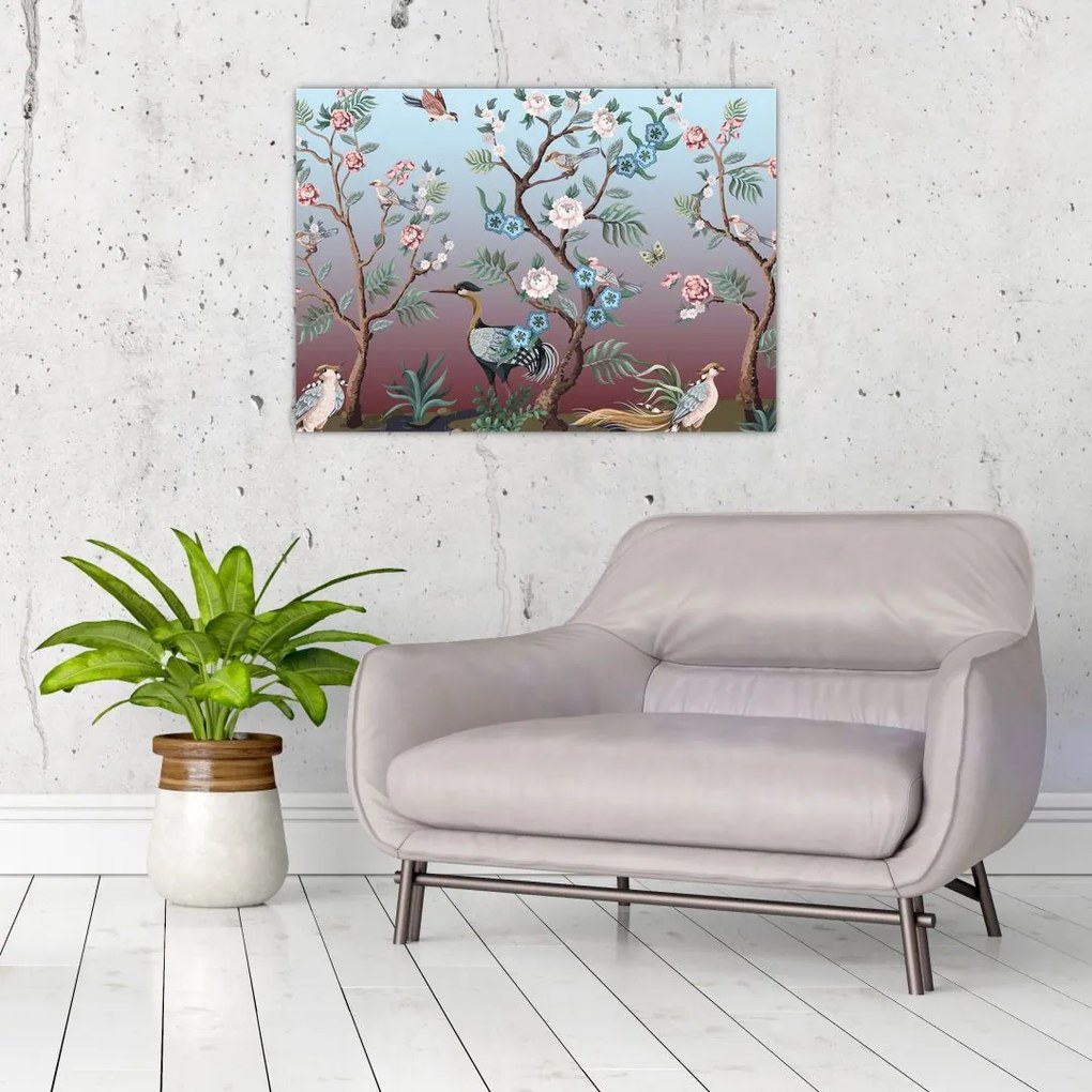 Tablou pe sticlă - Parcul Păsărilor (70x50 cm)
