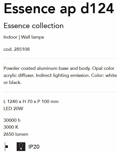 Aplica de perete LED moderna design liniar ESSENCE AP 20W NERO