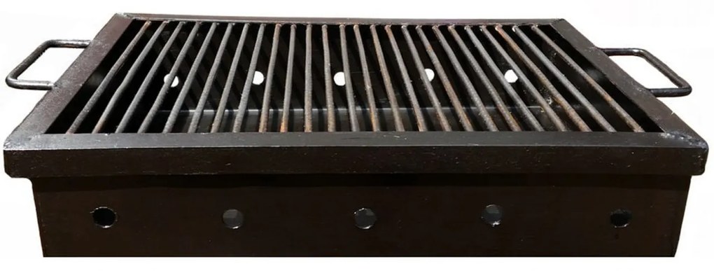 Gratar de Gradina Traditional din Fier , Realizat Manual, picioare detasabile, 60 X 40 X 71 CM, Tabla 2 mm,sarma grill 8mm, Negru