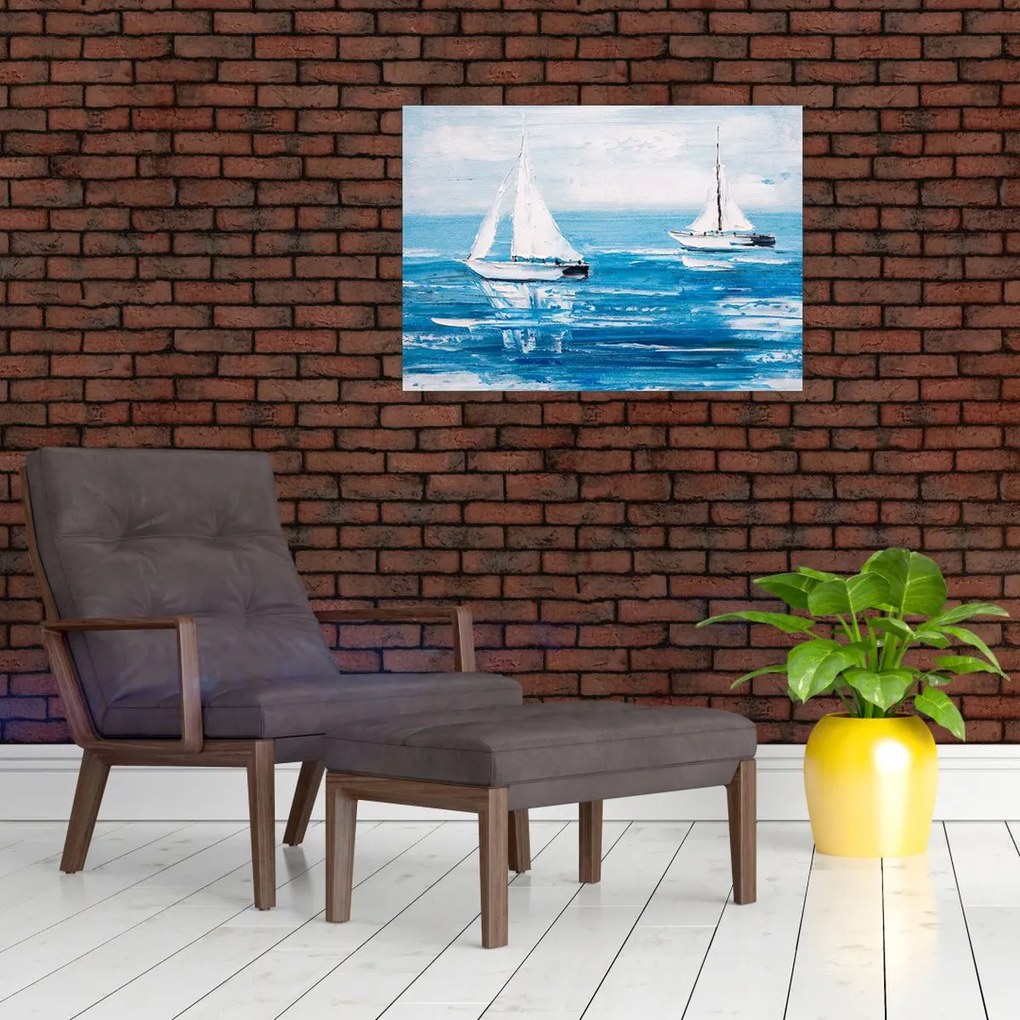 Tablou - Pictură yacht pe mare (70x50 cm)