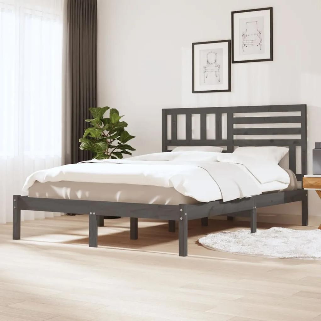 Cadru de pat, gri, 120x200 cm, lemn masiv de pin Gri, 120 x 200 cm