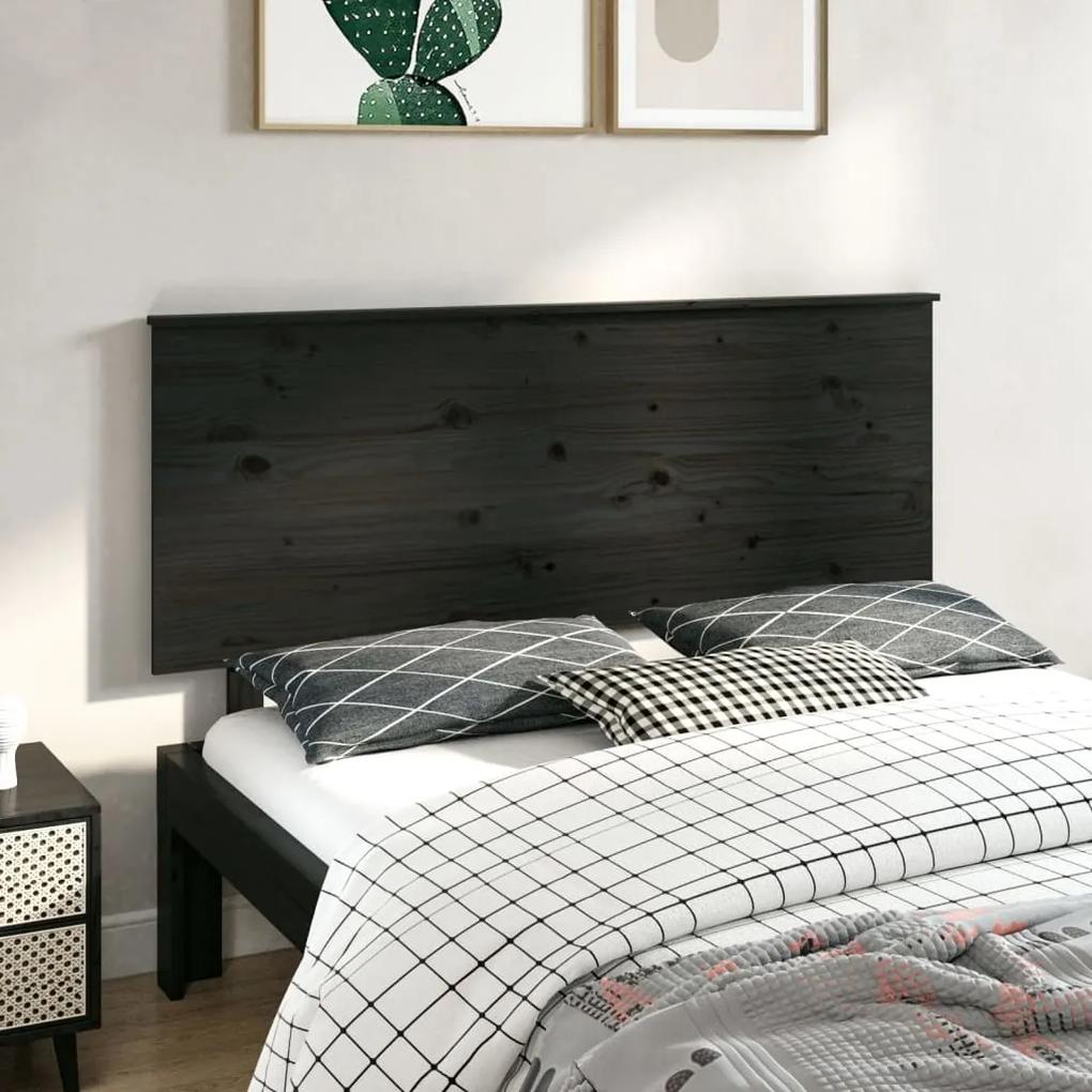 819174 vidaXL Tăblie de pat, negru, 144x6x82,5 cm, lemn masiv de pin