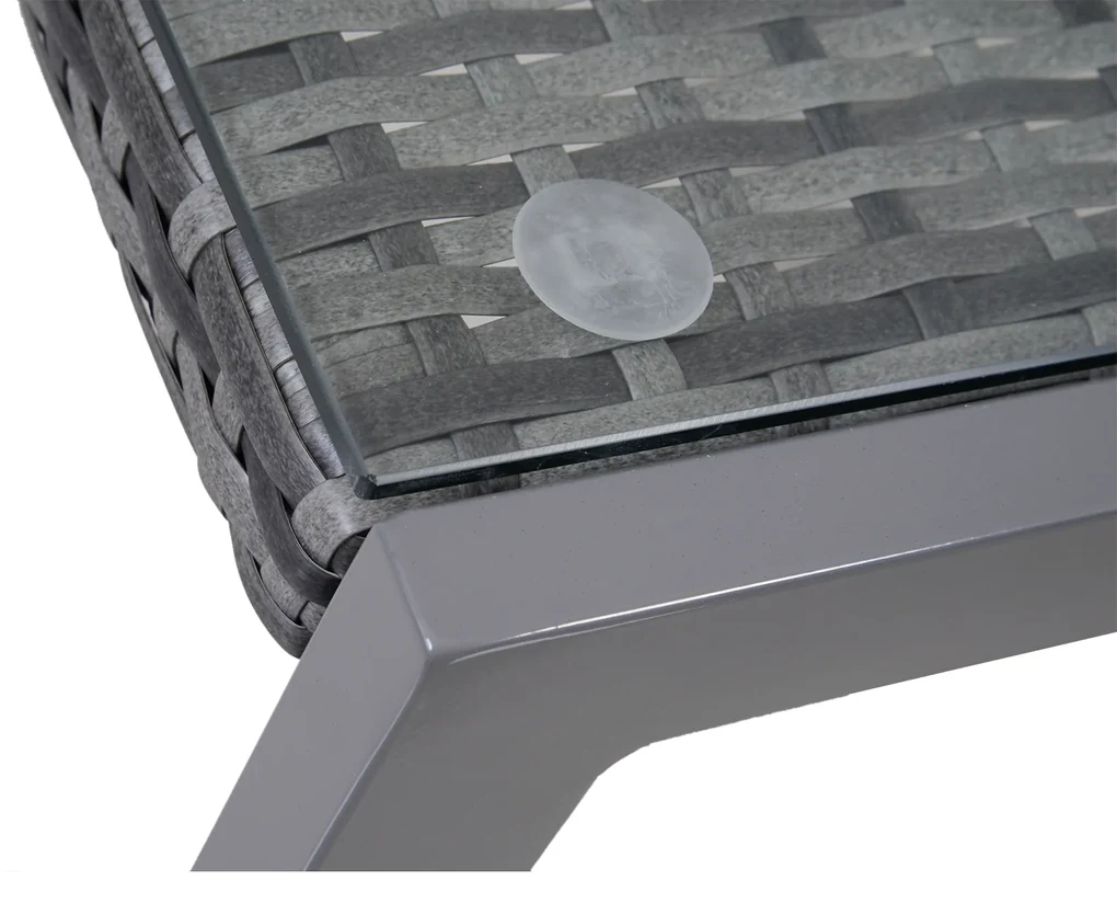 Outsunny Masă de Cafea pentru Terasă și Grădină cu Cadru din Aluminiu și Ratan PE, Suprafață Acoperită cu Sticlă, 50x50x50cm, Gri | Aosom Romania