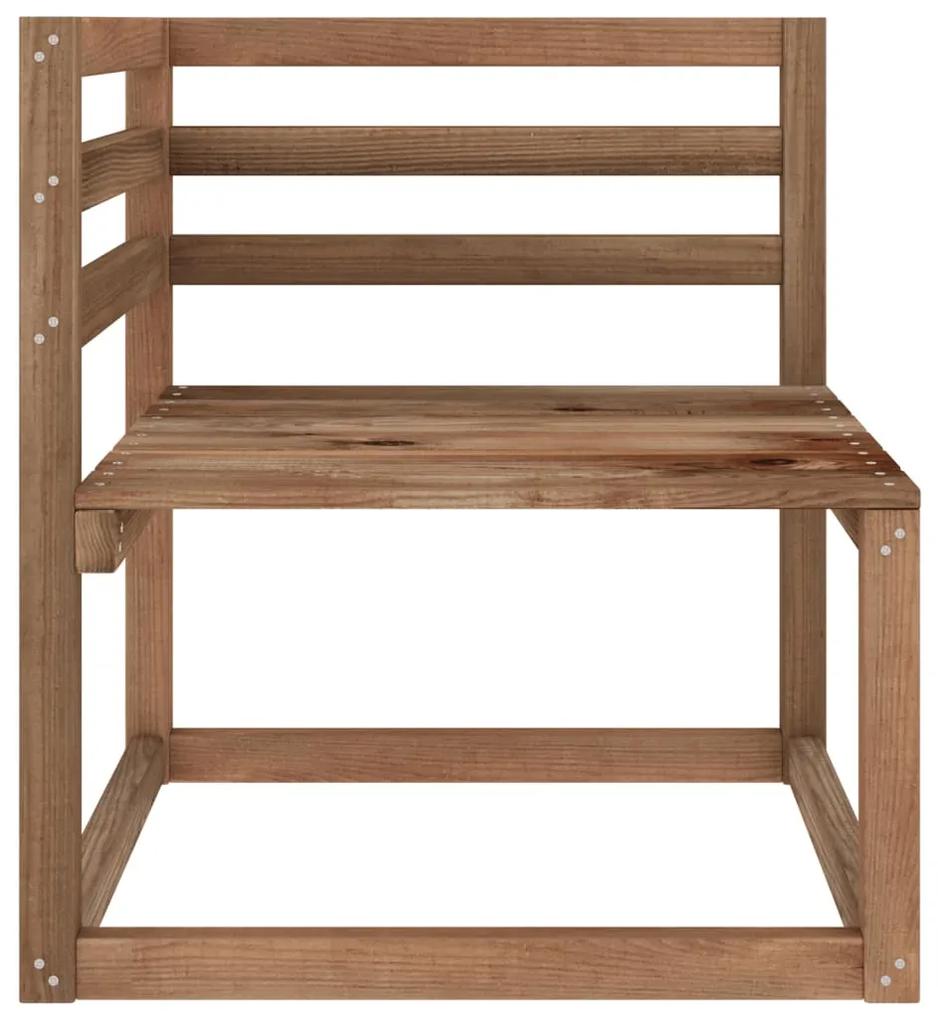 Set mobilier de gradina, 9 piese, maro, lemn de pin tratat 3x colt + 4x mijloc + suport pentru picioare + masa, 1