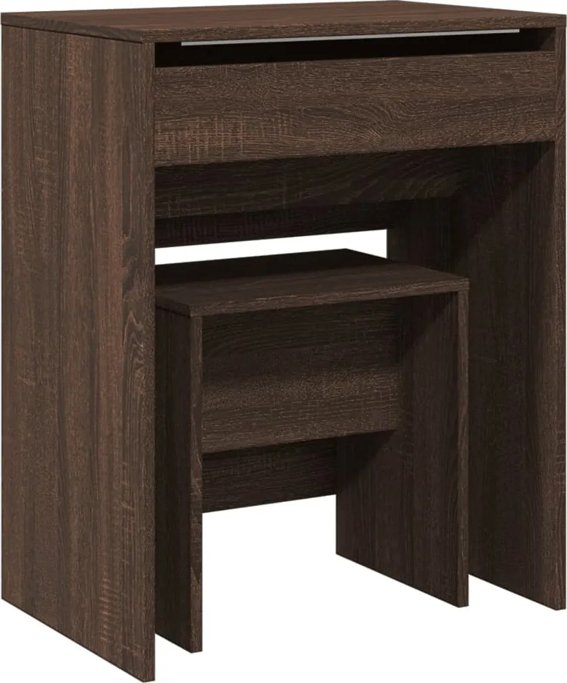 vidaXL Masă de toaletă și taburet, stejar maro, 60x40x113,5 cm