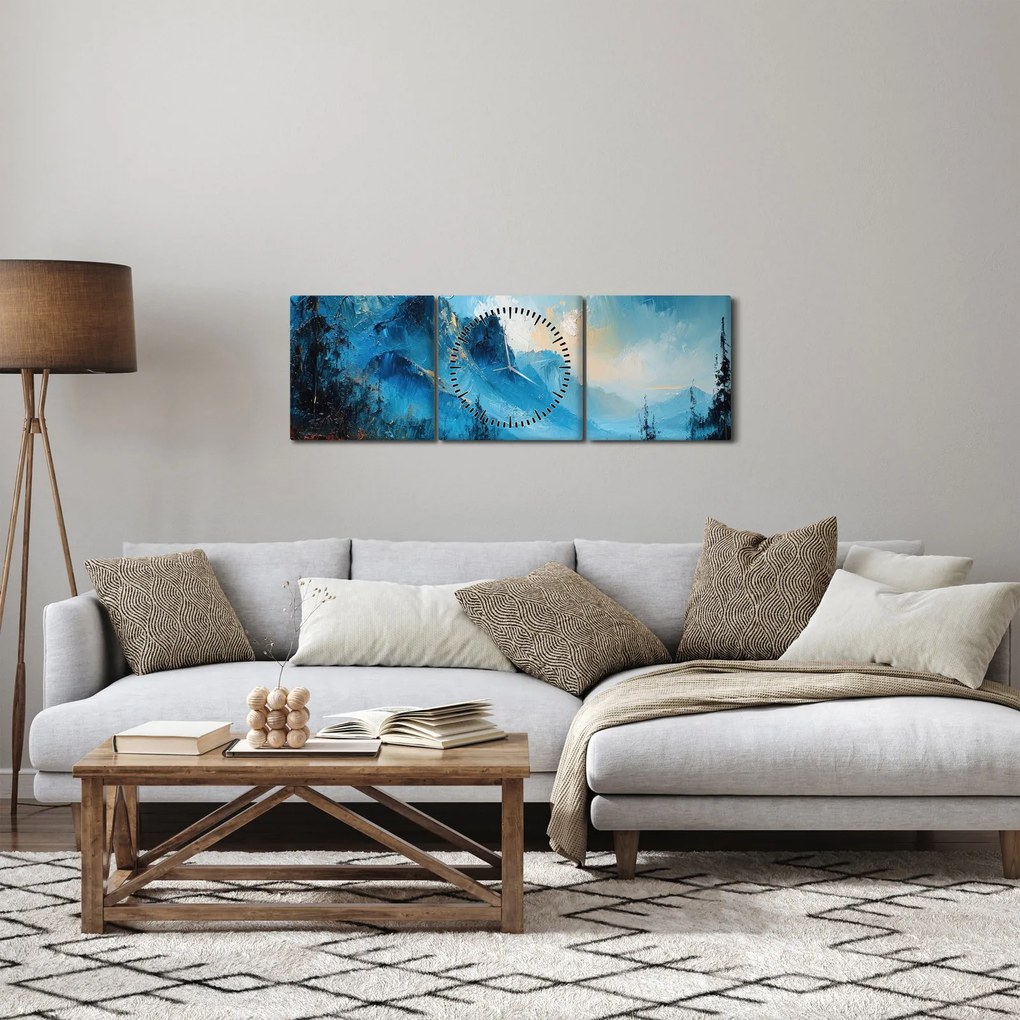 Tablou - Pictura munților (cu ceas) (90x30 cm)