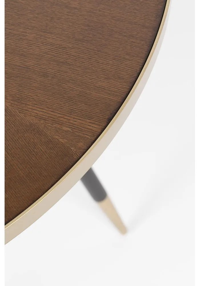 Masă de dining rotundă cu blat cu aspect de lemn de nuc ø 91 cm Denise – White Label