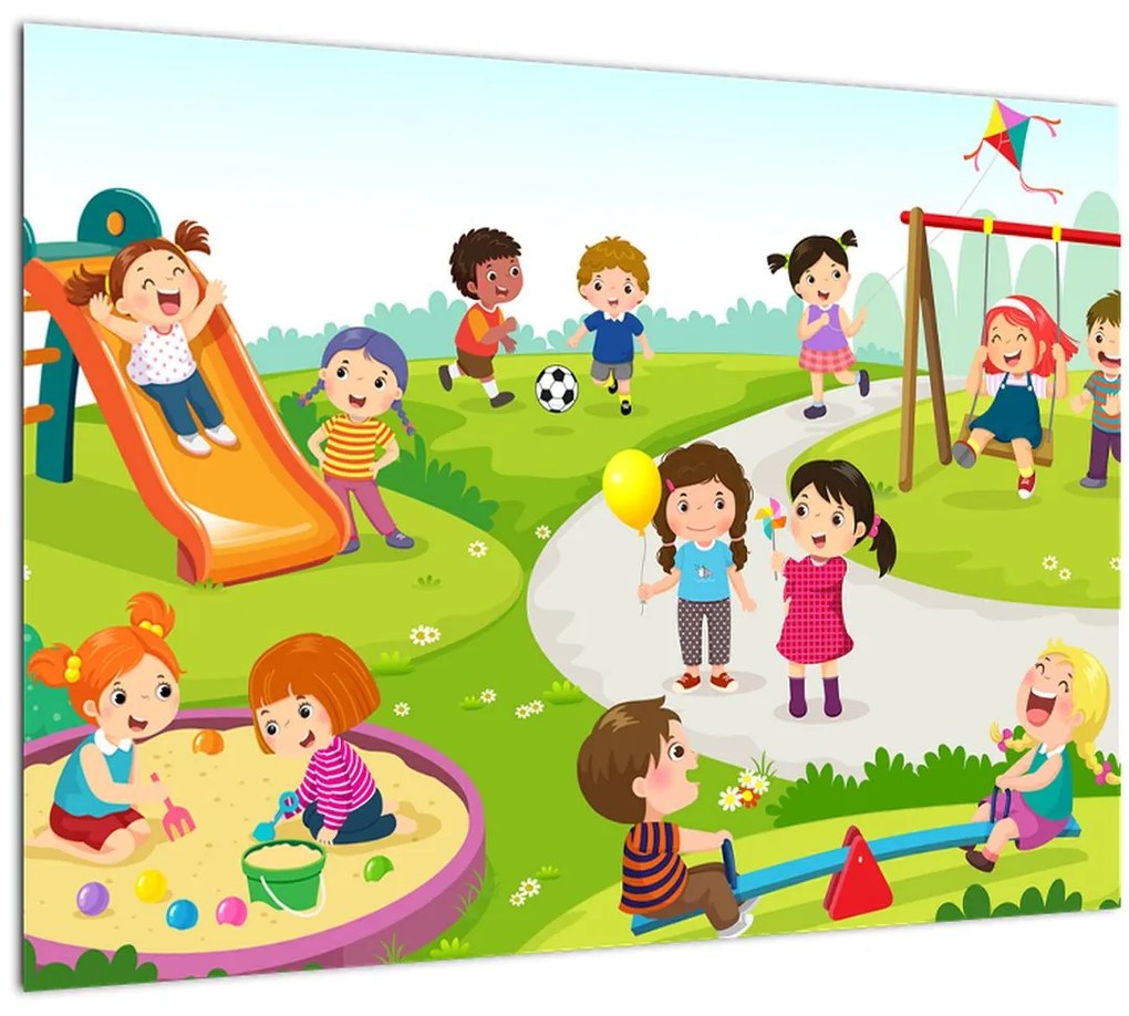 Tablou cu bucuriile copiilor în nisip (70x50 cm)