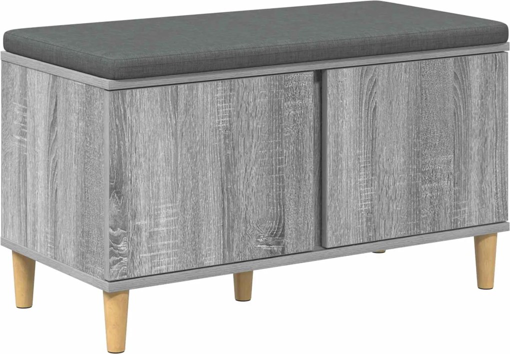 vidaXL Bancă pentru hol cu pernă cu ușă Sonoma gri 80 x 38 x 46 cm