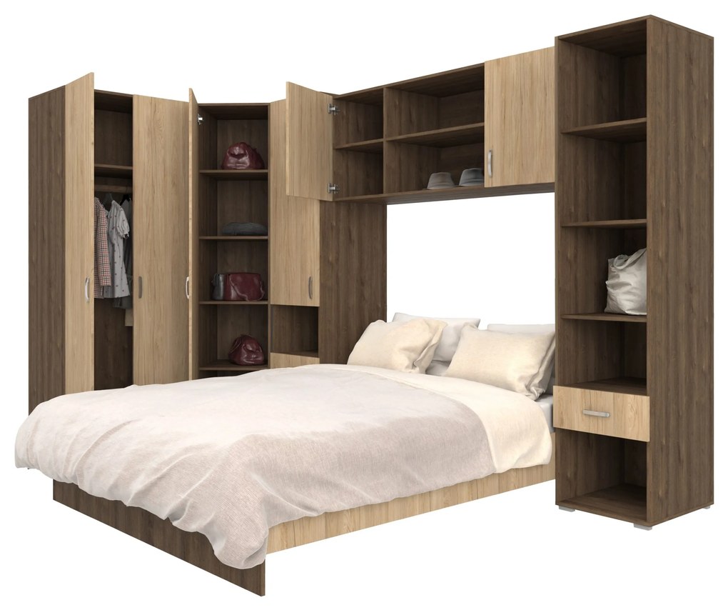 Set Dormitor Madrid, Stejar Bronz/Lemn Natural