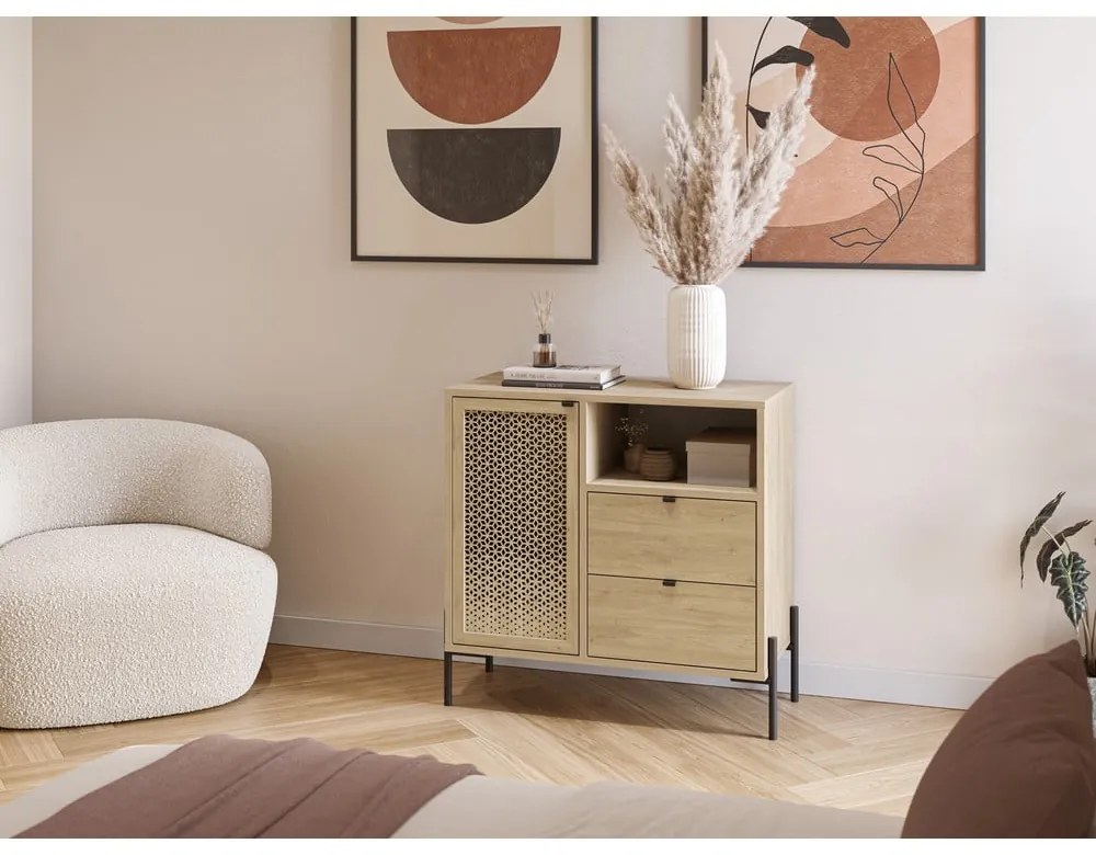 Dulap în culoare naturală cu aspect de lemn de stejar 80x80 cm Inca – Marckeric