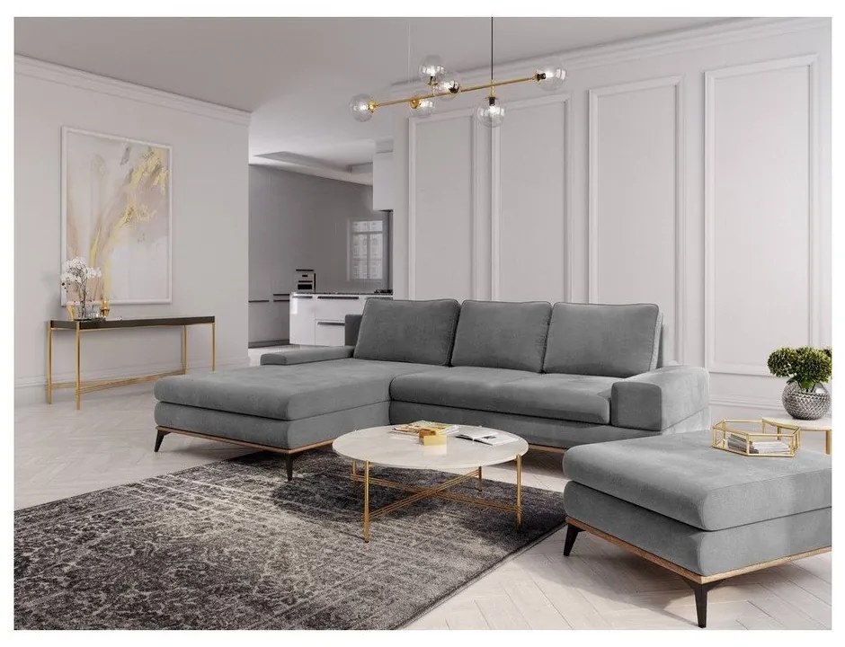 Colțar extensibil cu șezlong pe partea stângă Windsor & Co Sofas Planet, gri