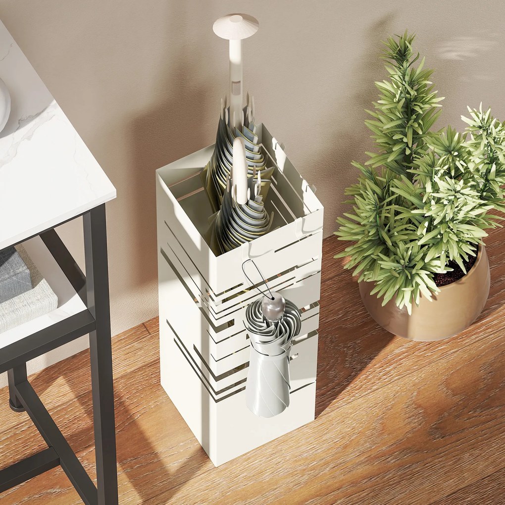 HOMCOM Suport pentru umbrele autoportant pătrat din metal, Bej | Aosom Romania