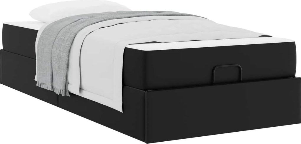 vidaXL Cadru de pat cu saltea cu saltea 2 pcs Negru PVC