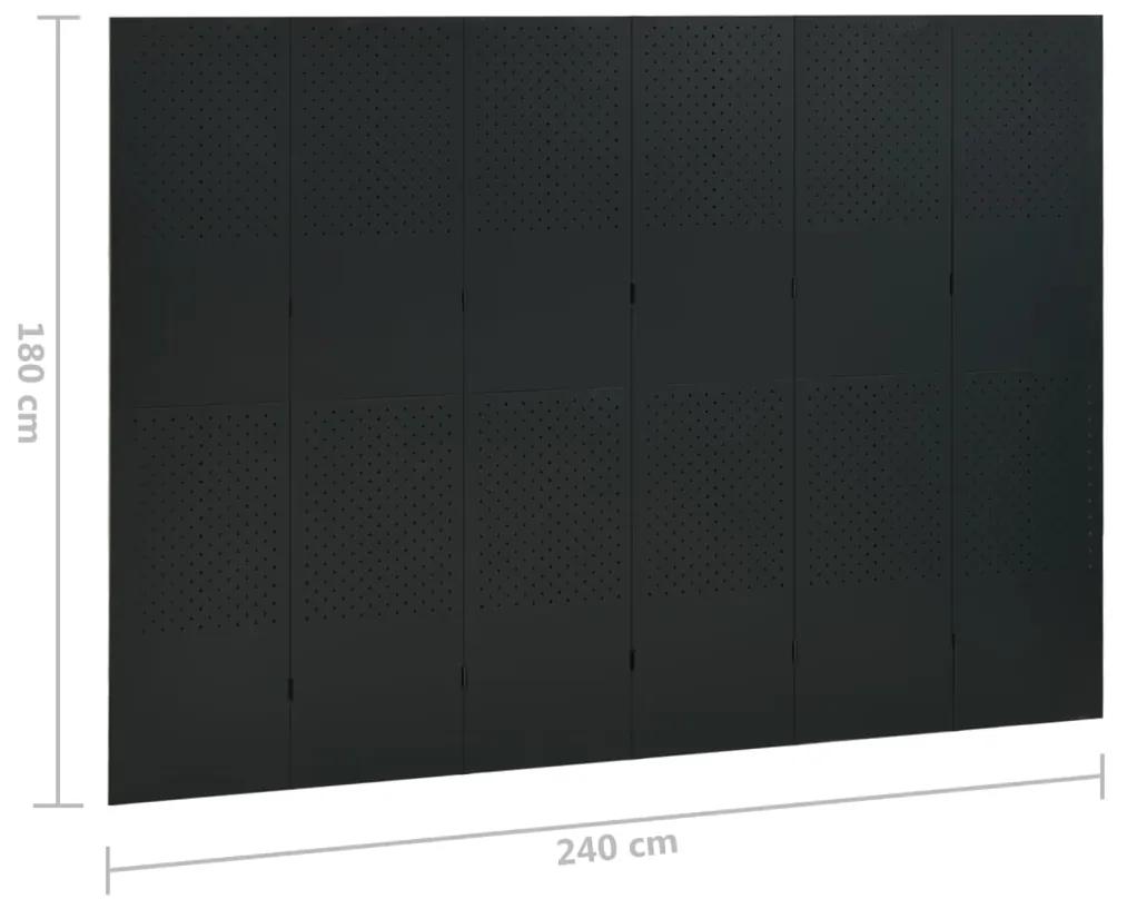 Paravane de camera cu 6 panouri,2 buc., negru, 240x180 cm, otel Negru, 240 x 180 cm, 2
