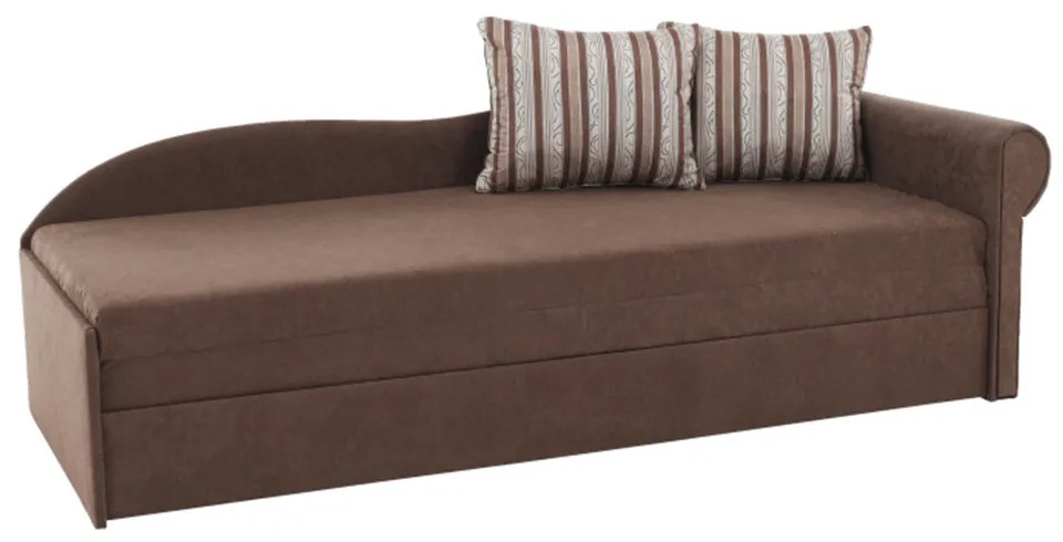 Divan extensibil, maro/cu perne modelate, dreapta, AGA D