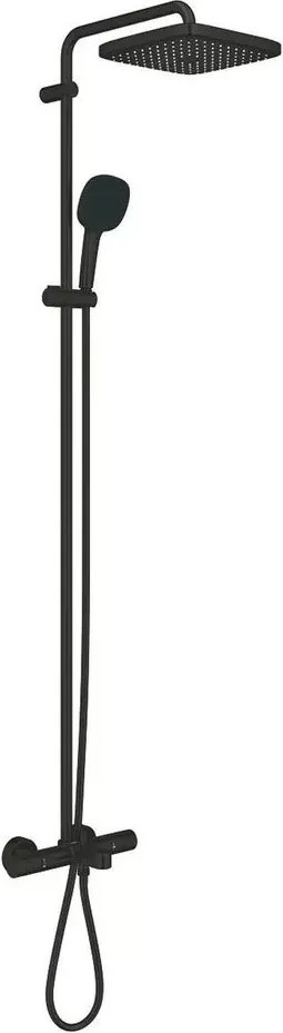 Coloana de dus cu baterie termostatata cu pipa cada negru mat Grohe Tempesta Cosmopolitan 250 Cube