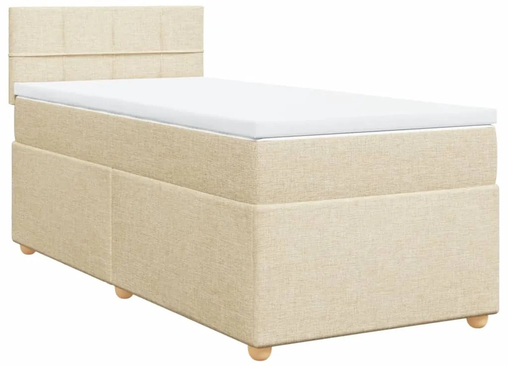 3286568 vidaXL Pat box spring cu saltea, crem, 90x200 cm, textil