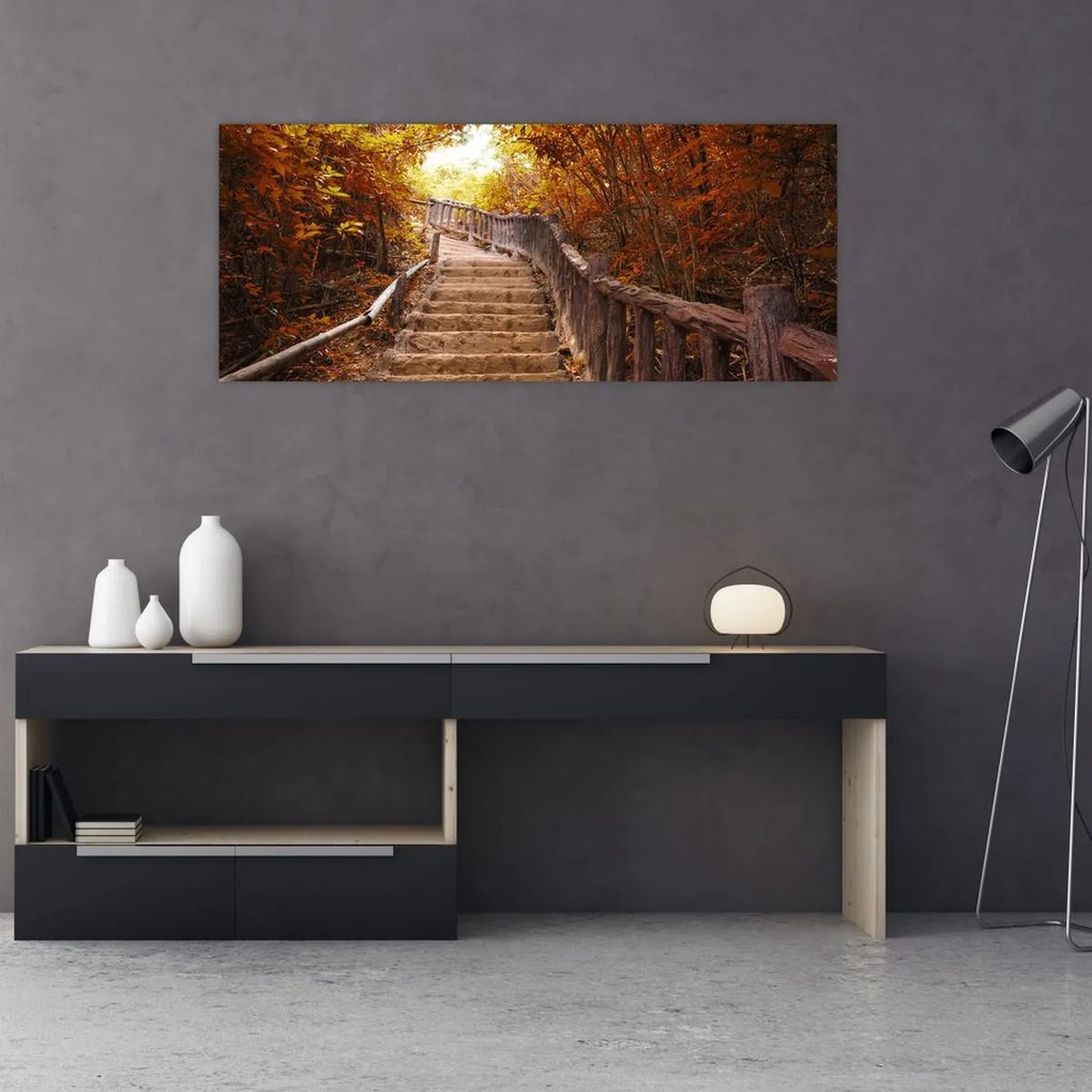 Tablou - Scări în natură în toamnă (120x50 cm)
