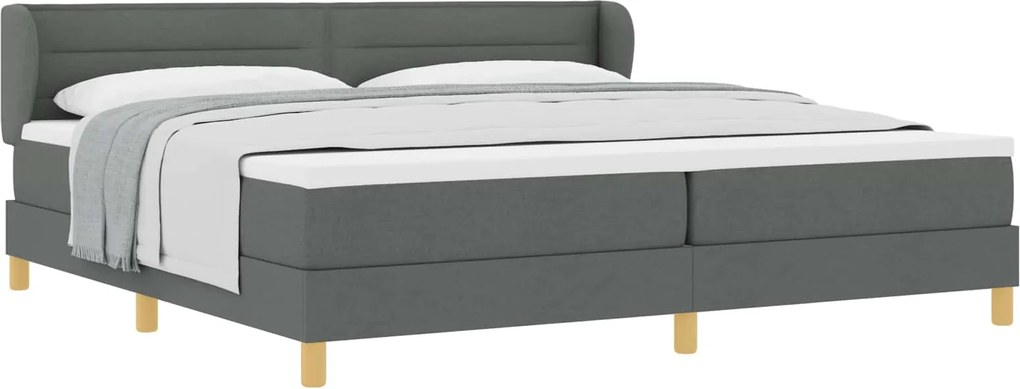 vidaXL Pat cu arcuri cu saltea Gri închis 200 x 200 cm țesătură