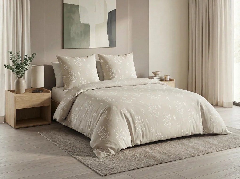 Lenjerie de pat din bumbac Renforce FARAH bejă Dimensiune lenjerie de pat: 80 x 80 cm | 135 x 200 cm